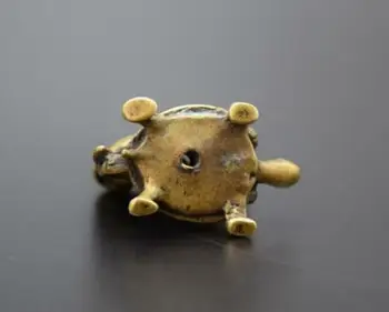 Mazs un skaists Ķīniešu Tīra misiņa Bruņurupucis atpakaļ mērkaķis maza statuja