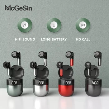 McGeSin Bezvadu Austiņas Bluetooth 5.0 Austiņas LED Power Displejs HIFI Mūzika Earbuds Sporta Austiņas HD Zvanu ar Mic Ir 2021. Jaunas