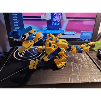 Mednieks Zila un Melna Tigrex Celtniecības Blokus Uzstādīt Regulējams Lidot Pūķis Mini Ķieģeļi 3D KM Modelis Attēlā Bērniem, Bērnu Rotaļlietas