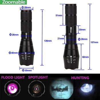 Medību Lāpu Nakts Redzamības Lukturīti 850nm 5W Led Gaismas Infrasarkano Zoomable LED Lukturīti ar 18650 Akumulatora+Lādētājs