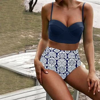 Meihuida Peldkostīmi Sieviešu Bikini 2019 Peldēšana Augsta Vidukļa Bikini Komplekts Peldbikses, Peldkostīmu Dāmas Beachwear peldkostīms Sievietēm S-XL