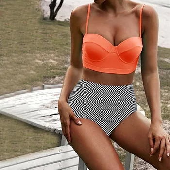 Meihuida Peldkostīmi Sieviešu Bikini 2019 Peldēšana Augsta Vidukļa Bikini Komplekts Peldbikses, Peldkostīmu Dāmas Beachwear peldkostīms Sievietēm S-XL