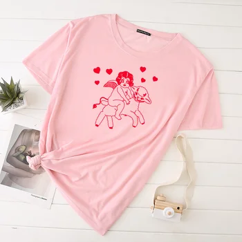 Meitene Braukt Aitu Smieklīgi Izdrukāt Sieviete Tshirts Balta, Rozā Lielgabarīta Topi, kas Sieviešu Modes Harajuku Krekls Zaudēt Streetwear Drēbes