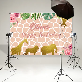 Meitene džungļu Safari dzīvnieku dzimšanas dienas svinības fons Savvaļas vienu 1st personalizētā baby dušas banner konfektes deserta galda dekoru piegāde