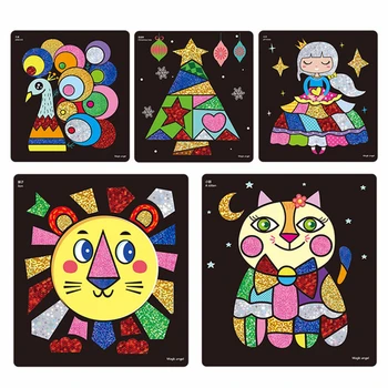 Meitenes DIY Burvju Uzlīmes Mirdzumu Zvaigžņotām Debesīm Krāsains Zvaigžņotām Mirdzēt Pārsūtīt Uzlīme Rotaļlietu Bērnudārza Bērni Mākslas Amatniecības Puzzle