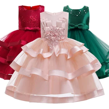 Meitenes Kleitu, Izšuvumus, Zīda Bērnu Princese DressThread Kleita Baby Girl Ziedu Elegants Ziemas Puse Ziemassvētku Kleita Drēbes