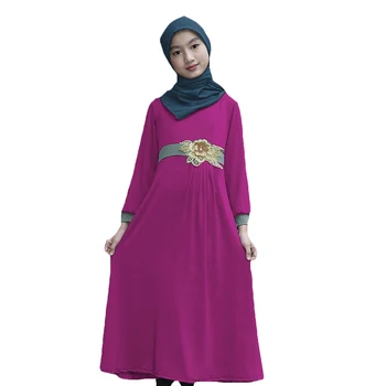 Meitenes Musulmaņu Ģērbšanās Ilgi Tradicionālo Musulmaņu Tērpu ar Jostu Slaids Viduklis Abaya Izņemot Hijab Sarkana, Violeta Pelēka, Rozā, Melns