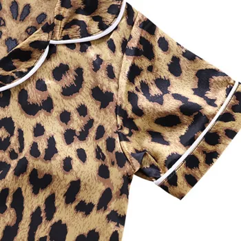Meitenes Princese Pidžamu Bērnu Multfilmas Apģērbu Komplekti Bērniem Leopard Pidžamas Pijamas Zēni Meitenes Īsām Piedurknēm Sleepwear Nakts Wear9