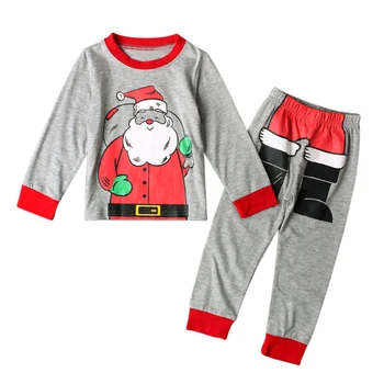 Meitenes Tērps, Bērnu Apģērbu Komplekti Zēniem, Kokvilnas, ar garām Piedurknēm Santa Claus T-krekls+Bikses Pidžamas Bērniem, Drēbes Komplekti Ziemassvētku Tērps