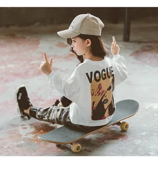 Meiteņu Apģērbu Komplekti 2020 Rudens Modes garām piedurknēm T-krekls + Kamuflāžas Bikses Meiteņu Drēbes 6 8 10 12 Gadiem, Pusaudžu Apģērbi