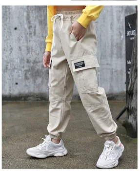Meiteņu Bikses Kokvilnas Kravas Bikses Multi-kabatas Meitenes Treniņbikses Elastīgs Viduklis Harēma bikses Bērniem, Bērnu Hip-hop Tendence Apģērbi