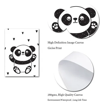 Melna Balta Dzīvnieku Gudrs Panda Pirmsskolas Kanvas Glezna Līnijas Abstraktu Bērnu Plakātu Un Drukas Ziemeļvalstu Attēlu Kid Bērnu Istabas Interjeru