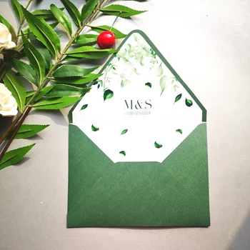 Melnīgsnēji Zaļo Aploksnē Ar Logo Druka,Akrila Kartes Kāzu Ielūgumi Puse, Dzimšanas Dienas Apdare Pielāgot Bezmaksas Piegāde