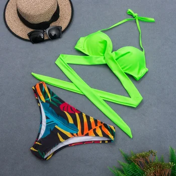Melphieer Wrap Cross Pārsējs Bikini Komplekts Sarkanā Krāsā Melnas Peldbikses 2020. Gadam Meitenes Biquini Augsta Vidukļa Peldkostīmu Peldkostīmu Maillot De Bain