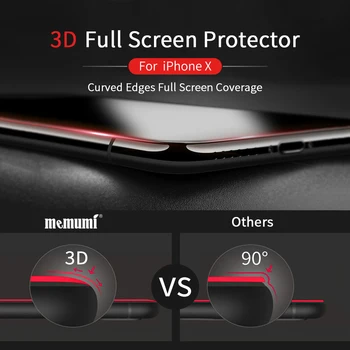 Memumi iPhone XS Rūdīts Stikls 3D Full Coverage Malas 9H Cietība Filmu iPhone XS Ekrāna Aizsargs, Montāžas Instruments