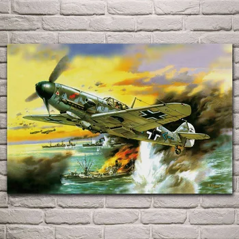 Messerschmitt Bf-109 otrā pasaules KARA Vācija gaisa kuģi militāro auduma plakāts, viesistaba, mājas sienas dekoratīvais zīda audekls mākslas drukāt KJ732