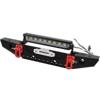 Metāla Priekšējais Bamperis & LED Gaismas, lai Traxxas TRX-4 TRX4 Aksiālie Scx10 Scx10 II 90046 90047 1/10 RC Kāpurķēžu Auto Daļas