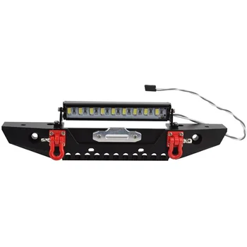 Metāla Priekšējais Bamperis & LED Gaismas, lai Traxxas TRX-4 TRX4 Aksiālie Scx10 Scx10 II 90046 90047 1/10 RC Kāpurķēžu Auto Daļas