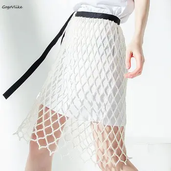 Mežģīnes Up Pērles Svārki Līnijas Dobi No 2020. Gada Vasaras Y2K Jaunu korejiešu Zivju Neto Svārki Sieviešu Modes apģērbu par meiteni, SA004S50