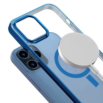 Mgnetic Lietā Par iPhone 12 Pro Lādētāju Aizsardzības Gadījumā, iPhone 12 Pro Max Mini Bezvadu Lādētāju Būtiska Pārredzamu Plānas Capas