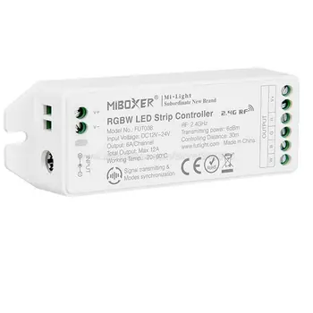 MiBOXER FUT038 Uzlabot 2.4 G RGBW LED Lentes Kontrolieris DC12V~24V 12A Atbalsta Viedtālrunis APP / RF / Alexa, Google Balss Vadība