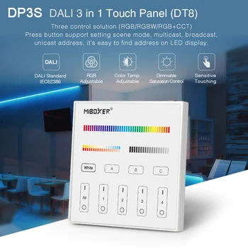 Miboxer DALI Dimming DT8 Kontrolieris 86 touch panel DALI 5 in 1 LED Kontrolieris DALI Autobusu Barošanas DIN Sliedes led lampas
