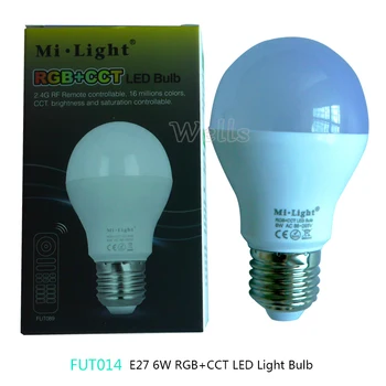 Miboxer FUT014 6W E27 RGB+PKT led spuldzes lampas smart mobilo tālruni APP, WIFI AC85V-265V gaismas diode balta, silta Aptumšojami Lampada Gaismas