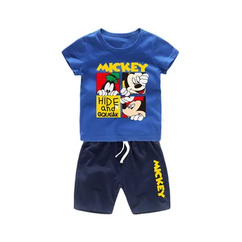 Mickey Puiku Meiteņu Apģērba Komplekts Bērniem Drēbes Toddler Zēnu Krekli, Kokvilnas Jaundzimušā Bebe Apģērbu Jauno Modes Kids Apģērba