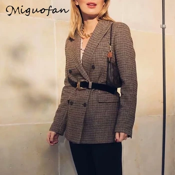 Miguofan Pleds jaka, rudens ziemas modes biroja dāmas garš mētelis, veste femme vintage roupas feminina veste mujer 