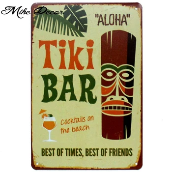 [ Mike86 ] TIKI BAR ALOHA Hawaii Metāla Skārda Zīme Istabas Interjeru Vintage Sienas Kuģiem, Bārs Home Hotel 20*30 CM FG-217