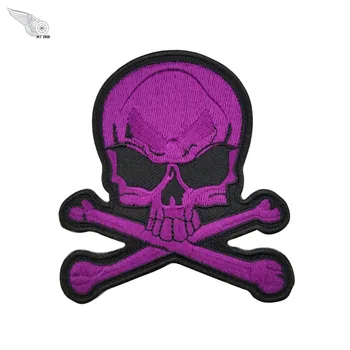 Militāro violeta galvaskausa plāksteris izšūti dzelzs par biker ne klubs atdzist apģērbu dekorēšana punk aplikācijas hes lielums ielāpus krekls