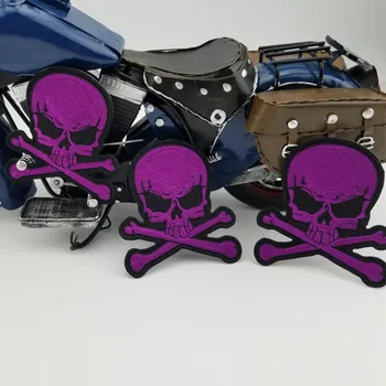 Militāro violeta galvaskausa plāksteris izšūti dzelzs par biker ne klubs atdzist apģērbu dekorēšana punk aplikācijas hes lielums ielāpus krekls