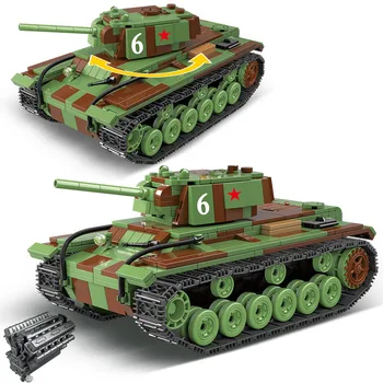 Militārās sērija II Pasaules Kara Padomju Armijas galvenās tanks KV-1 smagais tanks Karavīra Ierocis DIY Modeli, Celtniecības Bloki, Rotaļlietas, Dāvanas,