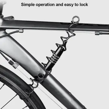Mini Bike Lock 1600mm Mugursoma Velo Ķiveres Velosipēdu Tērauda Kabeļa Slēdzene Ar 4 Ciparu Kombināciju, Anti-theft MTB Kalnu Velosipēdu Slēdzene