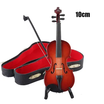 Mini Miniatūras Vijolei Modelis Reprodukcija ar Statīvu un Gadījumā, Mini Mūzikas Instrumentu Ornamenti, Dekori LAD-pārdošana