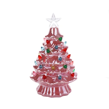 Mini Ziemassvētku Eglītes Gaismas Dekoratīvi Keramikas Ziemsvētki Koks Galda Dekori Office Festivāls Puse DIY Amatniecības Klāt