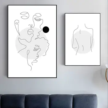 Minimālisma mūsdienu sievietes ķermeņa līnijas zīmēšanas apdare audekla sienas māksla drukāt attēlu anotācija mājas apdare, krāsošana