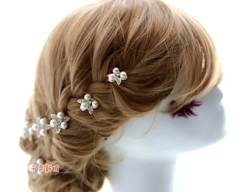 Mode un Eleganci ziedu Pērle līgava matu stick ,Jauku kāzu matu piederumu apdare, 6pcs/daudz