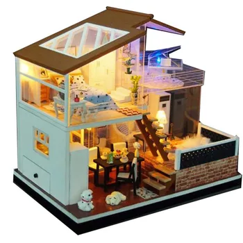 Modelis DIY Namiņš Koka DollHouses Miniatūra Leļļu Mājas mēbeles, Mēbeles Bērnu Dzimšanas dienas Dāvana bērniem Patīk Dāvanu Rotaļlietas Bērniem