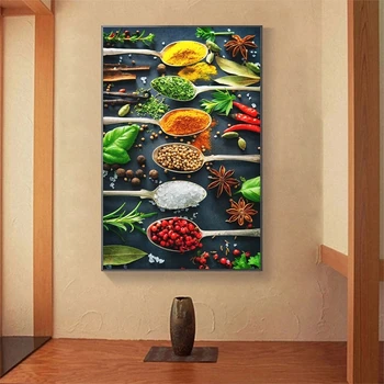 Moderna Virtuve Dažādas Garšvielas Graudi, Garšvielas Mākslas Audekls Drukāt Krāsošana Sienas Attēlu Dzīvojamā Istaba Mājas Apdare Plakāts