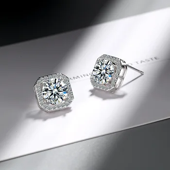 Moderns Lab Diamond Stud Auskari oriģināls 925 sterling sudraba Bijou Puse Kāzu Auskari Sievietēm Līgavas Šarmu Rotaslietas