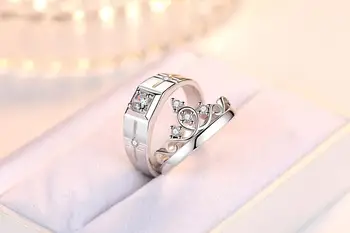 Moderns vainagu spīdīgu cz zircon 925 sterling sudraba mīļotājiem'couple gredzeni, rotaslietas, sieviešu cilvēks pirksta gredzenu vairumtirdzniecības nav izbalināt lēti