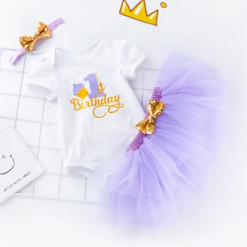 Modes Baby Girl Apģērbu Komplekts Bodysuit jumpsuit 4gab Komplekts Kokvilnas Bodysuit+Tutu Svārki Galvu Zīdaiņu 1. Dzimšanas diena Apģērbu Uzvalks
