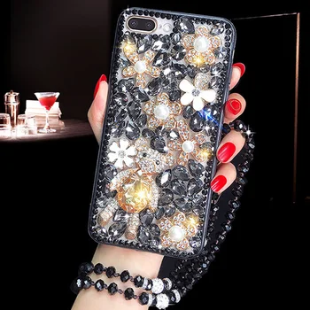 Modes Bling Dārgakmeņu Rhinestone Crystal Diamond Cute Sedz Lietā Par iPhone 11 ProMax X XR Xs Max 6s 6 7 8 Plus 12 SE 2020. gadam Jāaptver