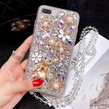 Modes Bling Dārgakmeņu Rhinestone Crystal Diamond Cute Sedz Lietā Par iPhone 11 ProMax X XR Xs Max 6s 6 7 8 Plus 12 SE 2020. gadam Jāaptver