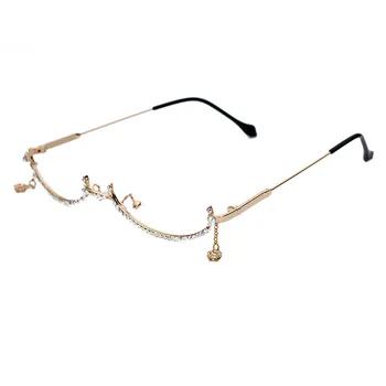 Modes Dimanta Brilles Rāmis Sievietes Ūdens Piliens objektīvs mazāk Ķēdes Kulons Puse Kadru Luksusa Rhinestone brilles toņos