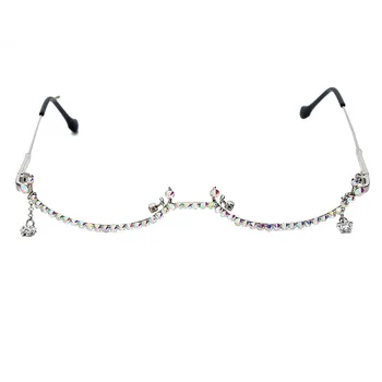 Modes Dimanta Brilles Rāmis Sievietes Ūdens Piliens objektīvs mazāk Ķēdes Kulons Puse Kadru Luksusa Rhinestone brilles toņos
