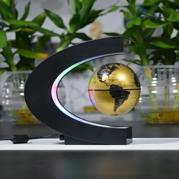 Modes Elektronisko Peldošās Tellurion C Formas Magnētiskā Levitation Peldošās Pasaulē Pasaules Karti Ar LED Gaismas Mājas Dekorēšanai Dāvanas