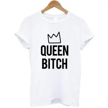 Modes Karaliene Kuce Burtiem Drukāt T-Krekls Sievietēm Ar Īsām Piedurknēm PremiumCotton Tshirt Top Plus Lieluma Vasaras Topi Streetwear