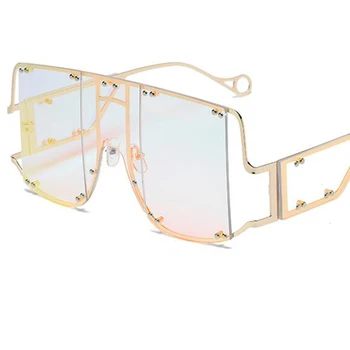 Modes Kniežu Laukumā Brilles, Saulesbrilles Sieviešu Zīmola Dizainere Skaidrs Toņos viengabala Rihanna Slavenība Brilles UV400 Zelta Black